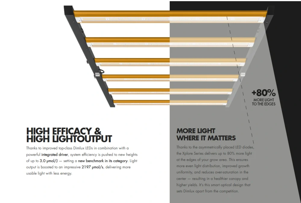 Dimlux LED Xplore 730W, 3.0 µmol/J - pěstební LED osvětlení