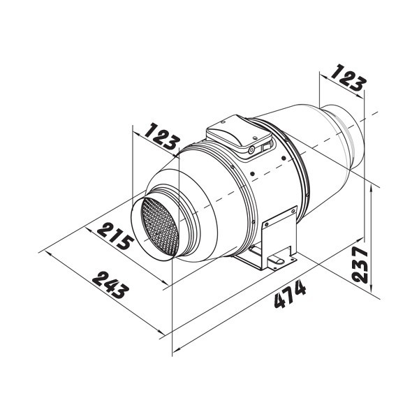 Ventilátor TT Silent/Dalap AP 125, 230/340m3/h [QUIET], odhlučněný ventilátor