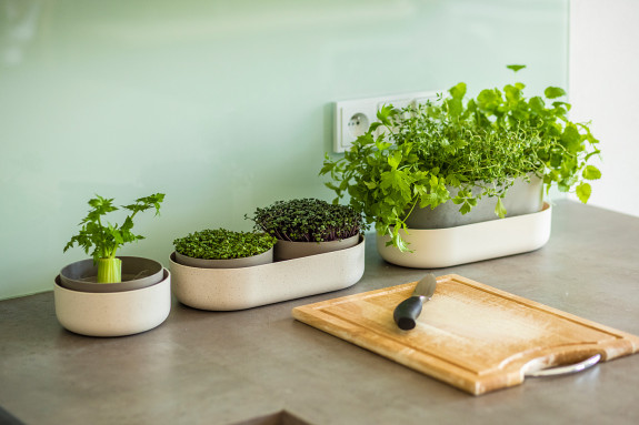 Malá farma Plastia Microgreens - béžová s kávovou sedlinou