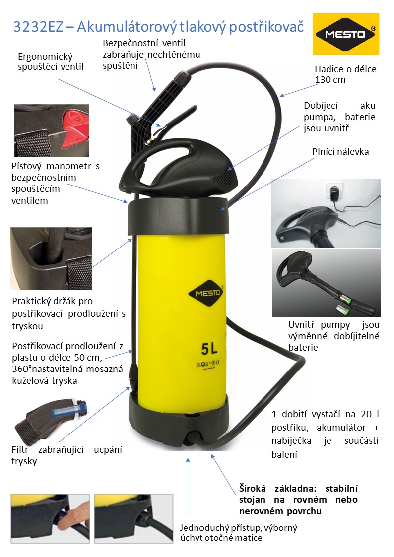Tlakový bateriový postřikovač MESTO 3232EZ 5L