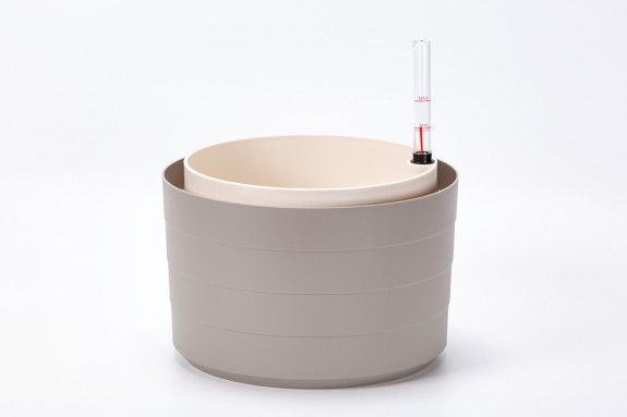 Samozavlažovací závěsný květináč BERBERIS 26 cm taupe béžová
