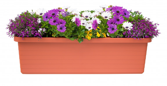 Samozavlažovací velkoobjemový truhlík Berberis TRIO 117 cm terakota