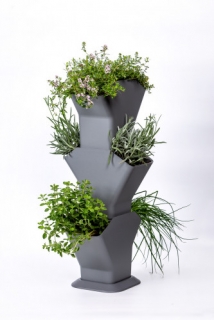 Plastia TREE - samozavlažovací vertikální květináč - set 3 ks + podstavec