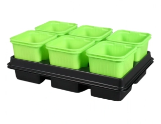 Květník sadbový GREEN + podmiska 8 x 8 x 8 cm; 2 x 6 ks
